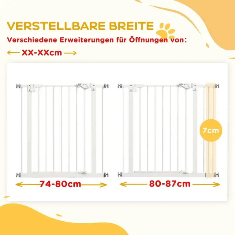 Säkerhetsgrind Trappgrind Spärrgrind Vit av Metall 74-87 cm