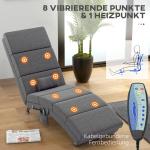 Massagestol och Liggstol med 8 Vibrationspunkter, 5 Lägen, Grå, 56 x 168 x 84 cm