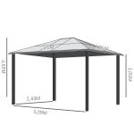 Hardtop Lusthus Paviljong Brun Beige Polyester och Aluminium med 4 Sidopaneler Flugnät och Genomskinligt PC-Tak 3,6 X 3 X 2,6 M