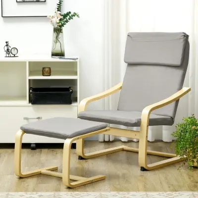 Fåtöljset Relaxstol Ljusgrå av Linne 66,5 x 80 x 99 cm