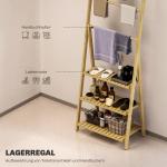 Badrumshylla med 3 Våningar och Handdukshängare för Badrum Hållbar och Ergonomisk Natur Bambu i A-formad Design