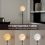 Golvlampa med Månskärm, Fotkontakt och 3 Färgtemperaturer i Metall, Svart