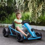 Elektrisk Barnkart med Driftfunktion, Horn, Musik, Säkerhetsbälte och Mjukstart, Blå/Svart