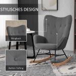 Gungstol i Sammet med Stålram, Bekväm Vilostol med Hög Rygg, Modern Design för Vardagsrummet, Grå
