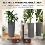 Blomkruka 2-pack Stapelbar Mörkgrå Plast för Trädgård och Balkong Odlingskruka Rund med Dräneringshål Robust Design 35x35 cm