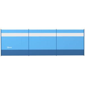 Vindskydd Campingskyddsskärm med Fönster Blå av Tyg för Camping och Strand Vikbart Staket för Trädgård och Terrass 440 x 140 cm