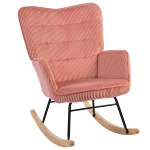 Gungstol Relaxstol Rosa av Manchesterlook och Trä för Sovrum Bekväm Fåtölj med Medar