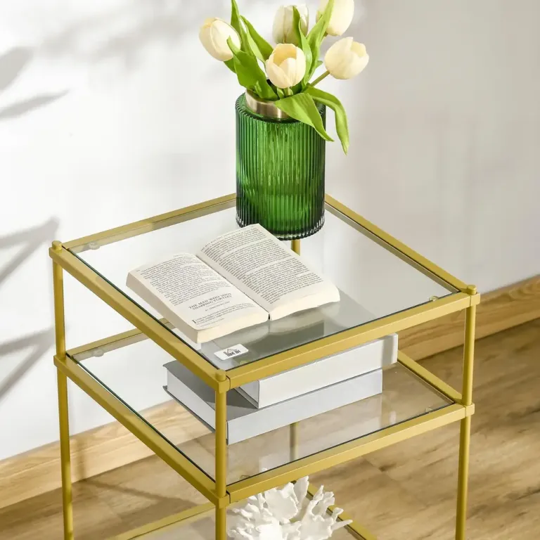 Sidobord i Glas 3 Hyllplan Elegant 40 x 40 x 60 cm