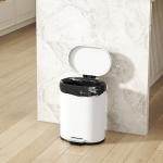 Pedalhink med Mjukstängande Lock Vit Metall för Badrum och Kök Praktisk Soptunna med Urtagbar Innerhink Hygienisk Avfallshantering Stilren 12 l
