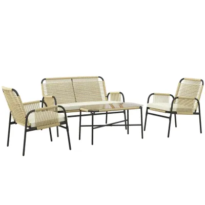 Trädgårdsmöbelset Sittgrupp Svart Gul 110 x 65 x 74 cm