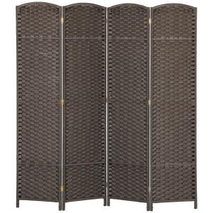 4-panels Rumsavdelare, Vikbar Sekretessskärm för Vardagsrum, Sovrum och Hemmakontor, Brun