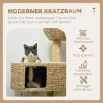 Kattskrapstolpe Kattträd Beige av Sisal och Plysch för Katter upp till 6 kg med 2 Liggytor och Lekboll Kattmöbler 98 cm