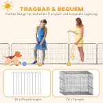 Valphage i Metall för Utomhusbruk, Flexibel Rastgård med 16 Paneler och Dörrar, Anpassningsbar Hage för Valpar, Svart, 60 cm