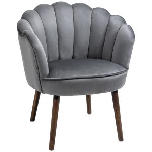 Klädd Matsalsstol i Mörkgrått Tyg, Bekväm Kökstol med Ryggstöd och Träben, Elegant Fåtölj för Vardagsrum, Mörkgrå, 66 x 72 x 79 cm
