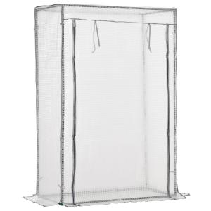 Växthus Tomathus Filmväxthus Vit av Stål och PE Plast för Trädgård och Balkong Vintertätt Hus med Dörr 101 x 50 x 150 cm