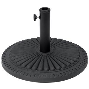 Rund Parasollfot i Cement, Stabilt Paraplystativ för Trädgårdsparasoll, Passar Stångdiameter 35-48 mm, Svart, 49 cm, 14 kg