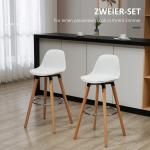 Barstolar Köksstolar Set om 2 Vit av Konstläder och Metall för Matsal och Kök Barstol med Fotstöd Modern Design 38,5 x 42,5 x 91 cm