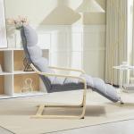 Birchwood Lounge Chair, Stoppad Fåtölj med Justerbart Fotstöd, Modern Design, Ljusgrå