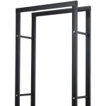 Vedställ i Metall, 40 x 25 x 150 cm, Staplingshjälp med Stålram, upp till 100 kg, Vedskydd för Utomhusbruk, Svart