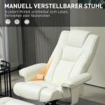 Relaxstol TV-Stol med Pall och Vippfunktion Krämvit av Konstläder och Metall för Vardagsrum Justerbar Liggstol Kapacitet 150 kg