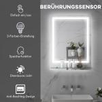 Badrumsspegel Väggspegel Silver av Glas för Badrum LED Belysning med Touch och Anti-Imma 70 x 50 cm
