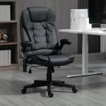 Massagekontorsstol med 6-punkts Vibrationsmassage och Värmefunktion, Vridbar Gamingstol, Konstläder, Svart, 70 x 70 x 111–121 cm