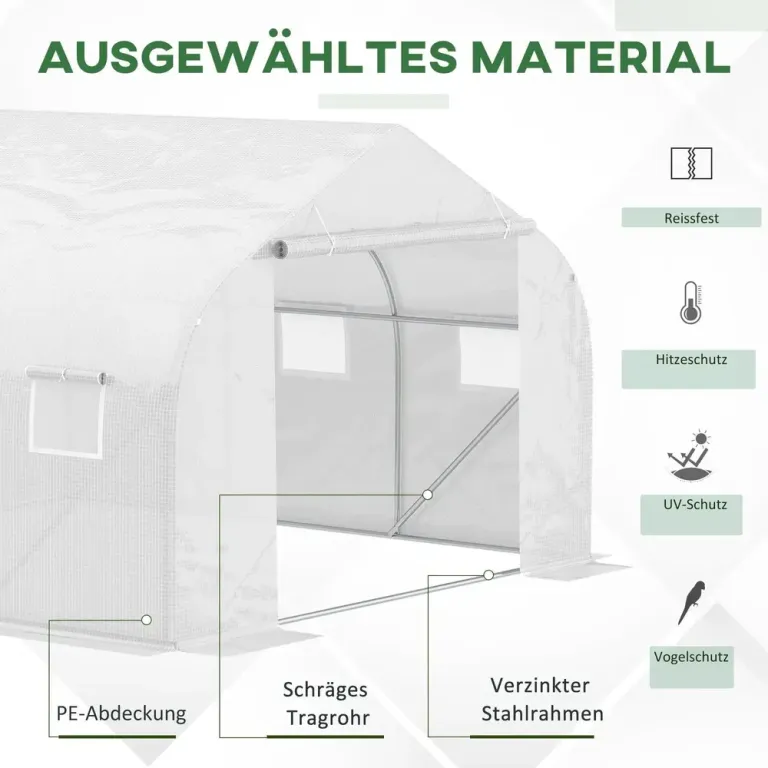 Tunnelväxthus Litet Växthus Vit av Metall 4,45 x 2,99 x