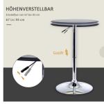 Barbord, Höjdjusterbart, Konstläderfodral, Vintage Design, Svart + Silver