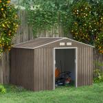 Verktygsbod Trädgårdsbod Ljusbrun av Galvaniserat Stål för Trädgård Väderbeständigt Skjul med Skjutdörr 4,9 m² 277 x 195 x 192 cm