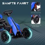 Trampbil Gokart Blå av Metall och Plast för Barn 3-8 År med Justerbar Sits och Handbroms Kettcar Rolig Utomhuslek