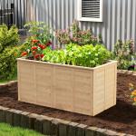 Odlingslåda Trä Naturfärgad Furuträ för Trädgård och Uteplats Planteringslåda med Öppen Botten och Förstärkning Robust 152x77x77 cm