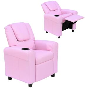 Barnsoffa med Liggfunktion för Barn 3-6 År med Mugghållare Bekväm och Praktisk Rosa 62 X 56 X 69 Cm