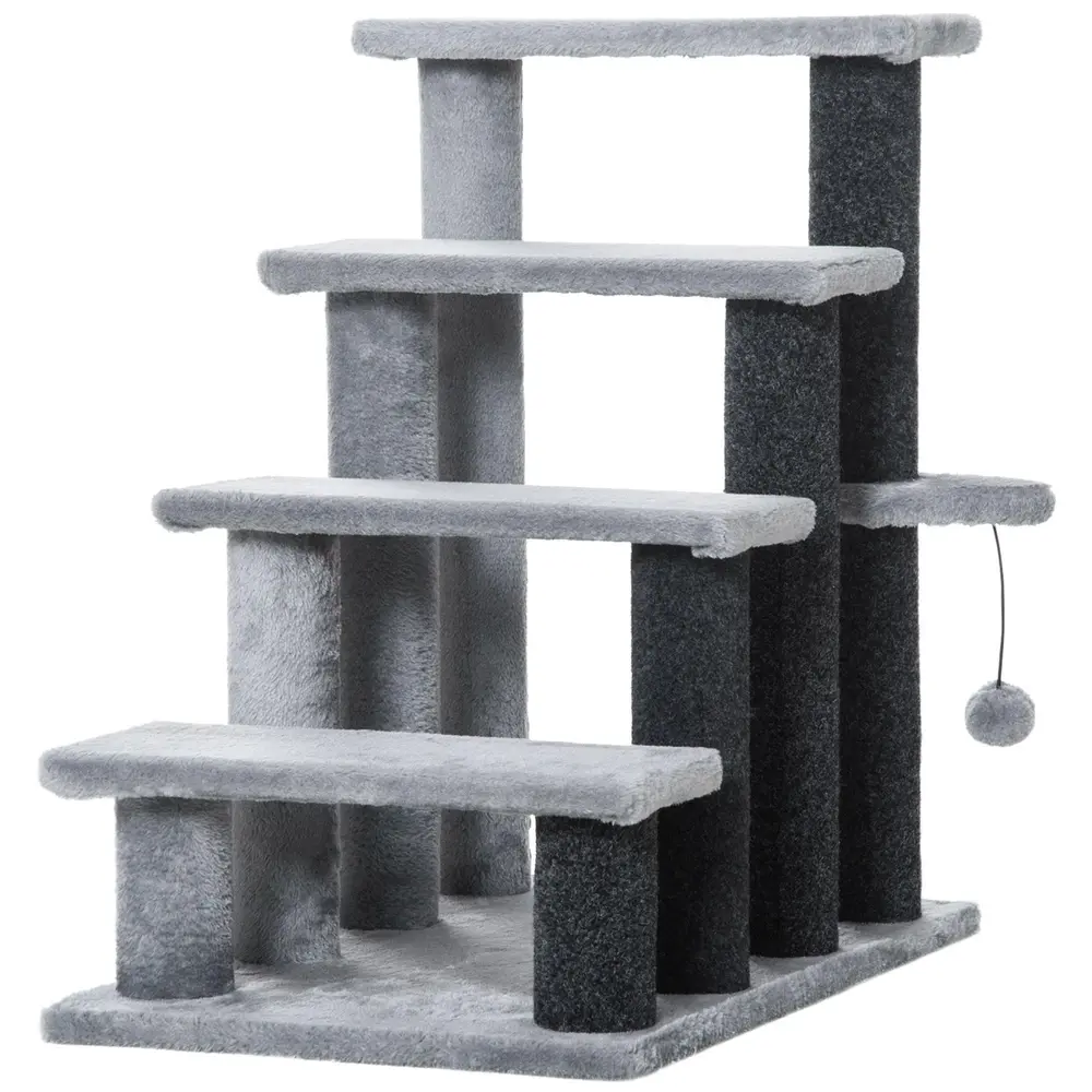 Husdjurstrappa 4 Steg Mjuk Trappa i Plysch 64 Cm