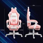 Gamingstol Gamerstol med Liggfunktion Rosa av Konstläder för Kontor Ergonomisk Stol med Kattöron och Fotstöd 120 kg