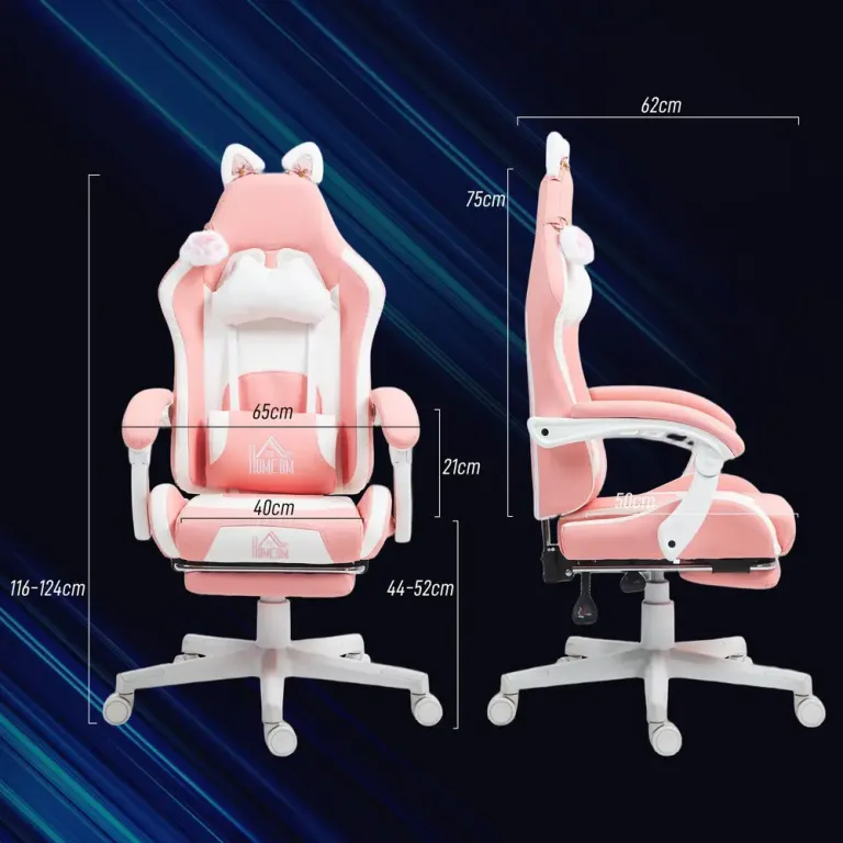Gamingstol Gamerstol med Liggfunktion Rosa av Konstläder