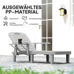 Solstol Solsäng med Sidobord Ljusgrå av Plast ve Metall för Trädgård ve Camping Väderbeständig Säng 120 kg