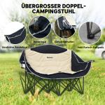 Campingstol 2-sits och Hopfällbar Fåtölj med Mugghållare samt Transportväska Hållbar och Stabil Khaki Polyester och Metall upp till 250 kg