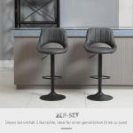 Barstolar Köksstolar Set om 2 Grå av Läderlook och Metall för Kök och Bar Höjdjusterbara Svängbara med Fotstöd Modern Design 44 x 49 x 90-110 cm