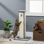 Skrapstolpe Klösträd Grå Kräm av Sisal och Plysch för Katter upp till 5 kg Inomhusbruk med Lekboll Stabil Design 81 cm