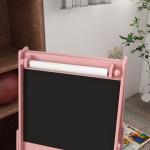 3-i-1 Barnstafli med Pappersrulle, Svarta Tavla och Whiteboard, Förvaringskorgar, Rosa, 54 x 46,5 x 93 cm