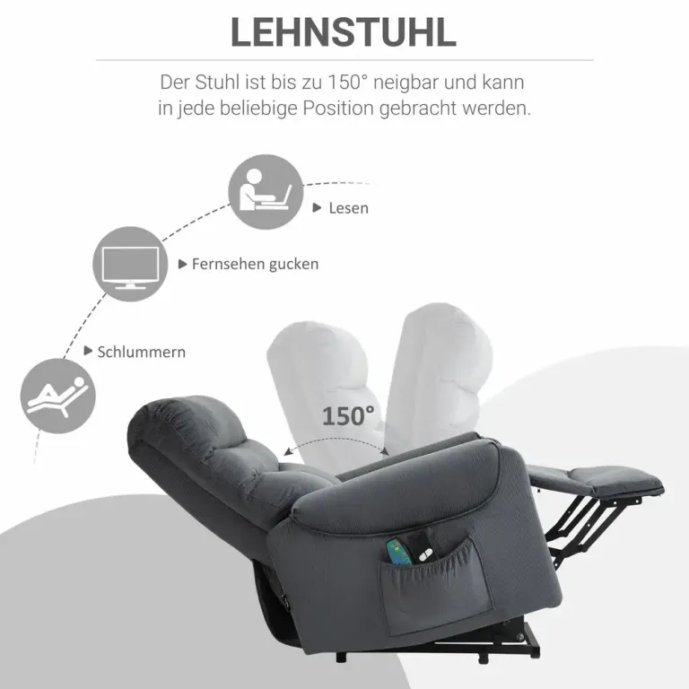 Elektrisk Uppresningsfåtölj med Massage Beige