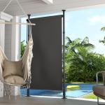 Vertikal Markis Solskydd Mörkgrå av Polyester och Metall för Terrass och Trädgård Väderbeständig Balkong Rullgardin med Vev 120 x 220-310 cm