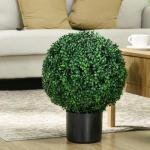 Konstgjorda Växter Buxbom Grön av Plast för Vardagsrum och Trädgård Set med 2 UV-Beständiga Växter i Blomkruka 52 cm