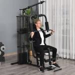 Träningsstation, Power Station med Lat Pulldown, Butterfly Bar och 45 kg Vikter, Multifunktionell Styrketräning för Hemmabruk, Svart