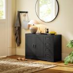 Sideboard Byrå i Modern Stil med 4 Lådor och 1 Skåp, Svart, 105x40x76 cm