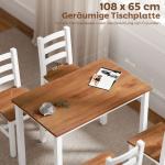 Matsalsset, Matbord med 4 Stolar i Furu, Brun+Vit