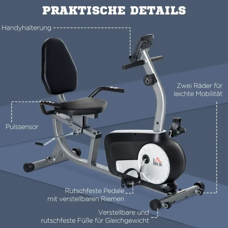 Motionscykel med 8-Stegs Motstånd 122–137 cm, Grå och Svart
