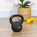Kettlebell i Gjutjärn 10 kg, Ergonomisk Träningsvikt med Neoprenbeläggning, Skonsam mot Golv för Hemmaträning, Svart