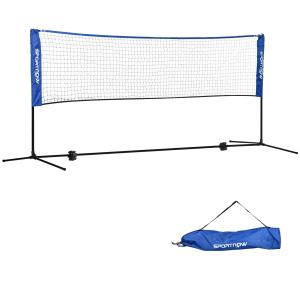Badmintonnät Tennisnät Svart av Polyester och Metall för Inomhus och Utomhusbruk Hopfällbart och Höj och Sänkbart 103-155 cm