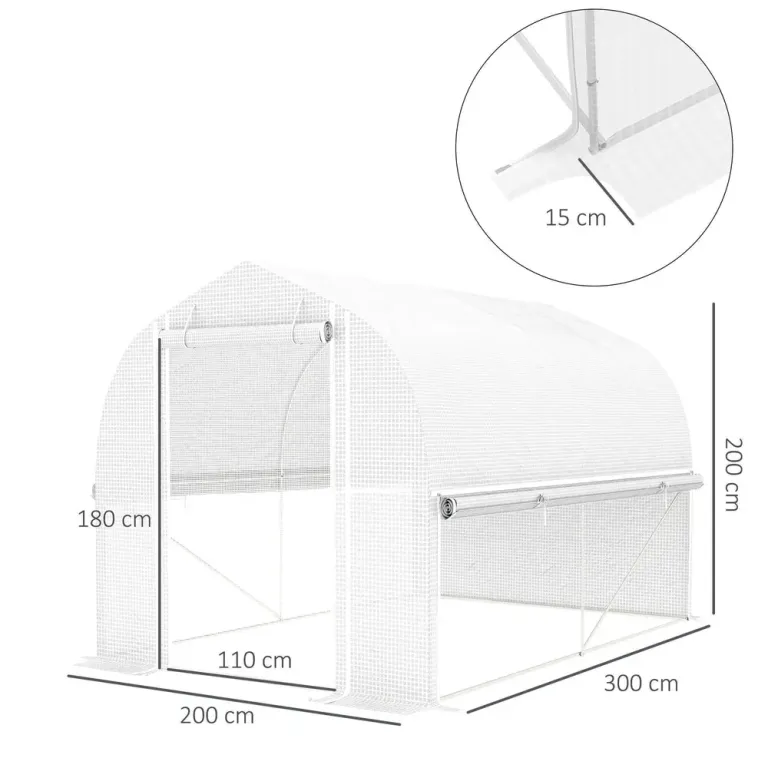 Litet Växthus Filmtunnel 4 Fönster Vit 3 x 2 x 2 m
